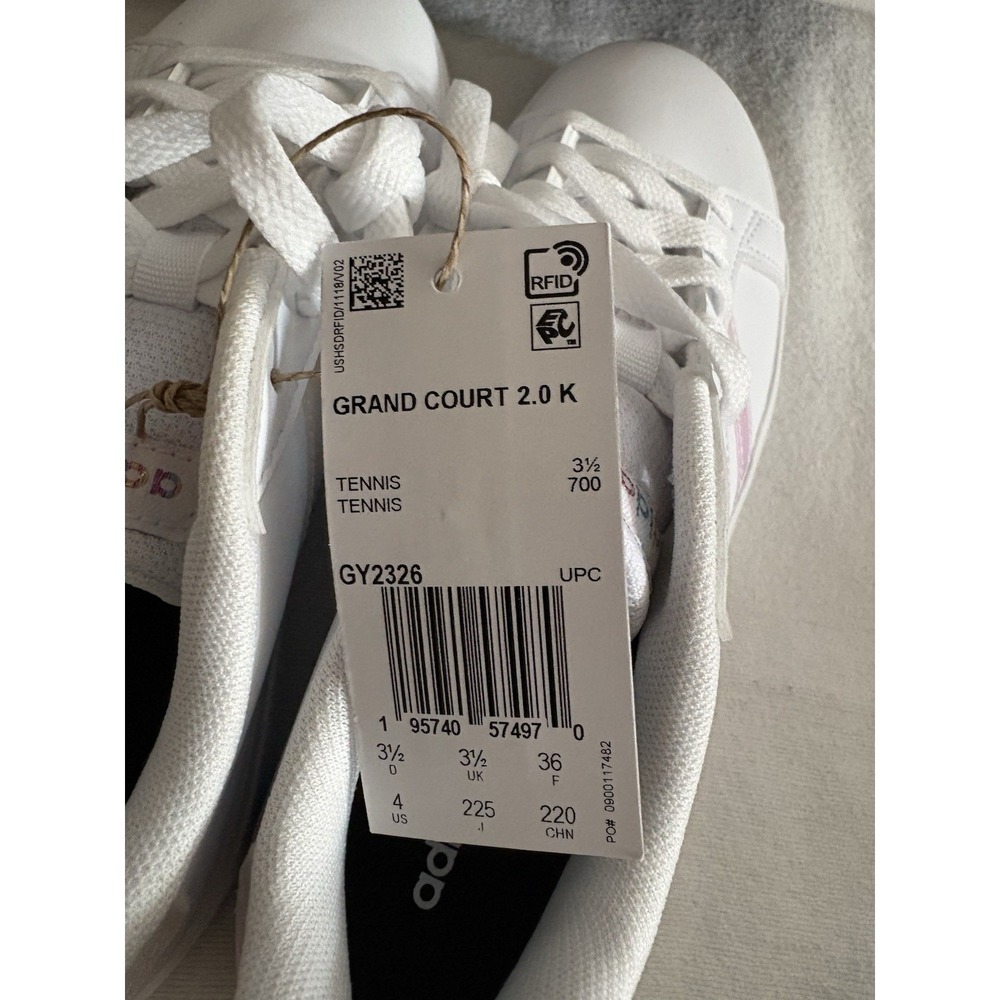 NEW ADIDAS Grand Court 2.0 Shoes Kids Size 4 White & Iridescent GY2326 Adidas - Picture 7 of 10